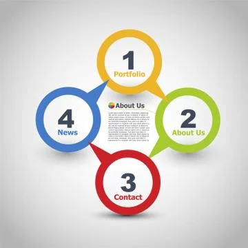 Web design. One two three four - vector paper progress steps for - Vector Stock Illustration