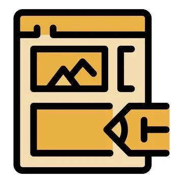 Web design process showing adding images to a website layout using a cms 库存插图