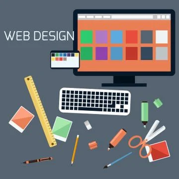 Web design. program for design and architecture. Illustrazione stock