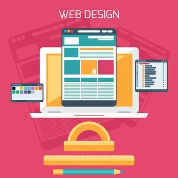 Web design. program for design and architecture. Illustrazione stock