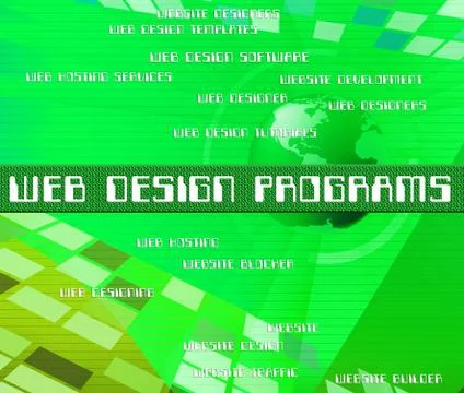 Web Design Programs Shows Software Development And Designers Illustrazione stock