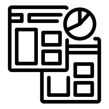 Web design project showing pie chart representing data analysis for website d Stock Illustration