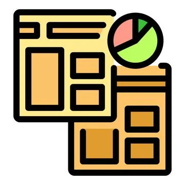 Web design project showing wireframe and pie chart representing data analysis Illustrazione stock