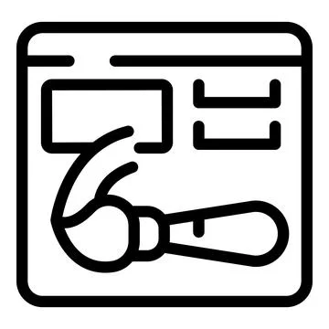 Web design software being used by designer with paint brush tool and websit.. Stock Illustration