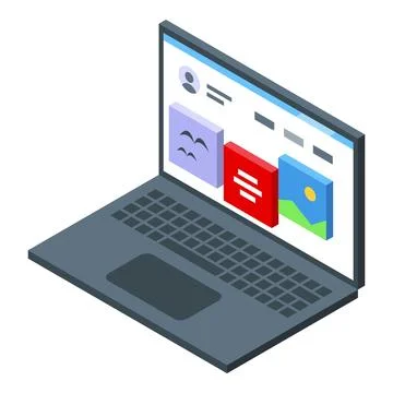 Web design software displaying user interface elements on laptop screen Illustrazione stock