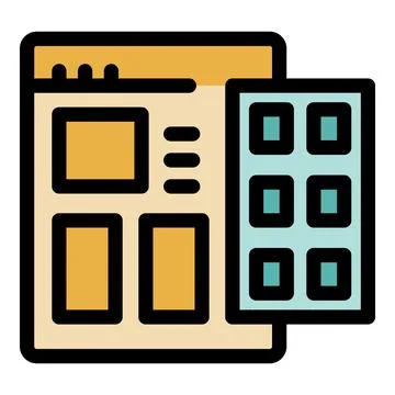 Web design software is generating a modern website layout, incorporating cont イラスト素材