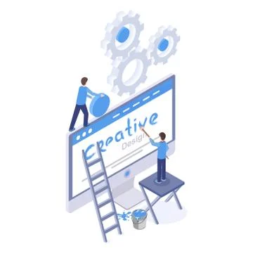 Web design, software optimization isometric illustration. Graphic and digital 스톡 일러스트