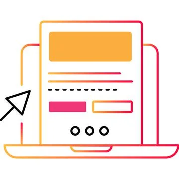 Web design software outline icon vector laptop Stock Illustration