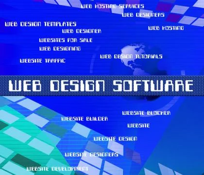 Web Design Software Represents Programming Words And Network Illustrazione stock
