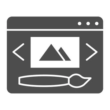 Web design solid icon. Digital image and brush vector illustration isolated on Stock Illustration