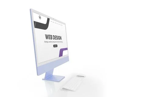 Web design studio concept with modern display and web design web page interfa Stock Illustration