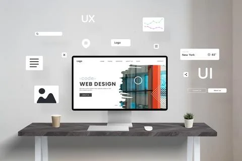 Web design studio creating a page with modules and plugins 库存照片