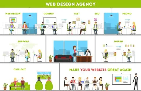 Web design studio. Ilustración de archivo
