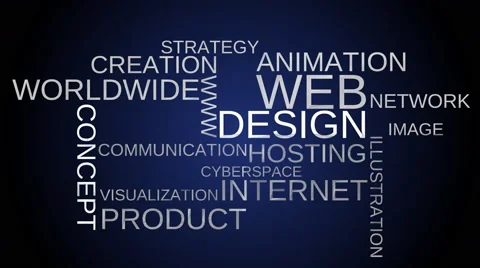 Web design tag word cloud animation - blue background. Stock Footage 49551005