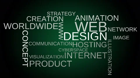 Web design tag word cloud animation - green background. Video stock 49551204