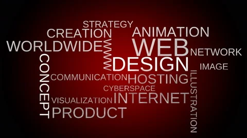 Web design tag word cloud animation - red background. Stock Footage 49551719