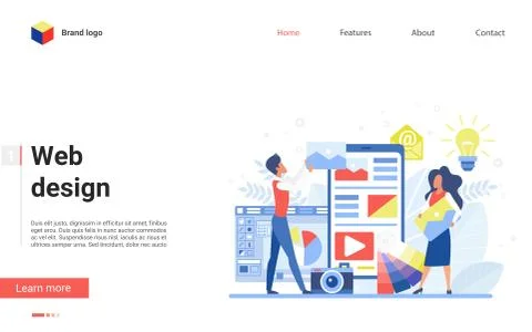 Web design technology vector illustration with designer people create digital Stock Illustration