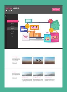 Web design template for mobile app concept, vector Stock Illustration