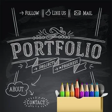 Web design template, vector Eps10 Illustration. Web design chalk writing, ... Foto stock