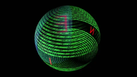 Web design text and binary data on rotating sphere. Stock Footage 132539185