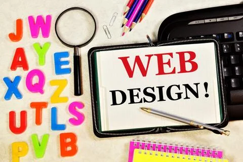Web design. Text label in the planning Notepad. Stock Photos
