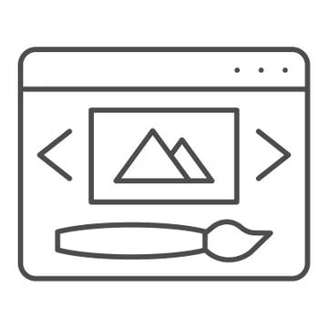 Web design thin line icon. Digital image and brush vector illustration isolated Stockillustratie