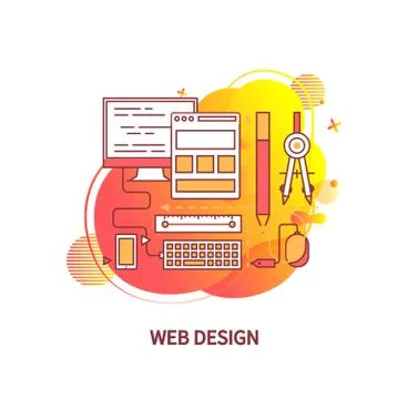 Web Design, Tools and Instruments for Creativity Stock Illustration