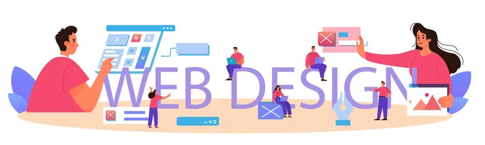 Web design typographic header. Web page modeling, interface development Stock-Illustration