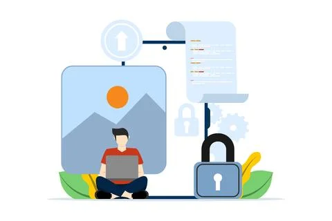 Web design, ui ux and programmer with computer, software development. Stock-Illustration
