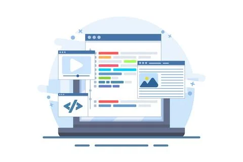 Web design user interface prototype testing concept on local server 스톡 일러스트