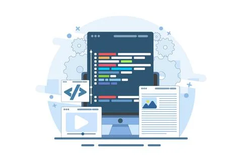 Web design user interface prototype testing concept on local server Stock Illustration