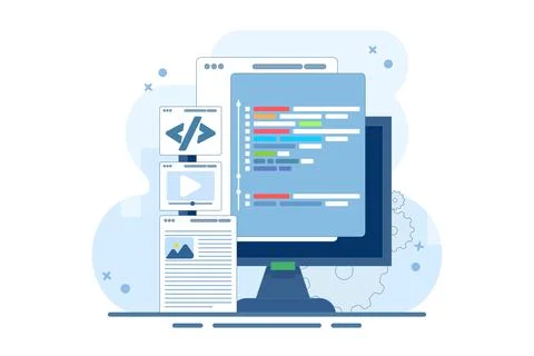Web design user interface prototype testing concept on local server 스톡 일러스트