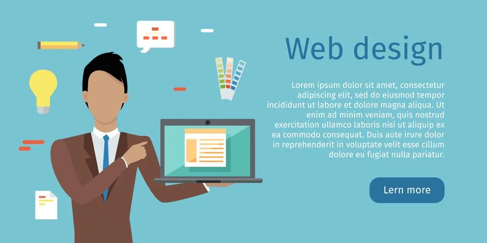 Web Design Vector Web Banner in Flat Style Illustrazione stock