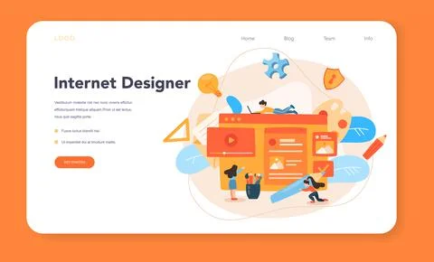 Web design web banner or landing page. Presenting content on web pages. Stockillustratie