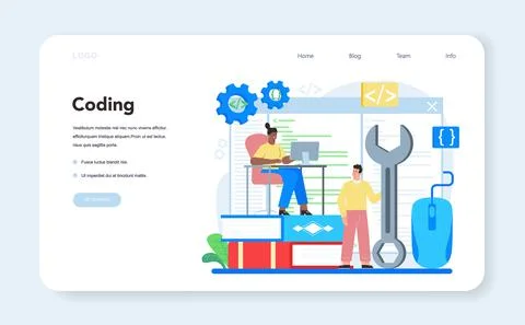 Web design web banner or landing page. Presenting content on web pages Stockillustratie