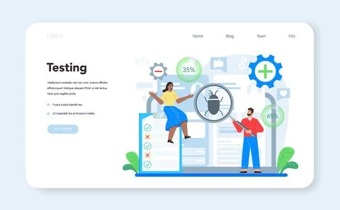 Web design web banner or landing page. Presenting content on web pages Stock Illustration