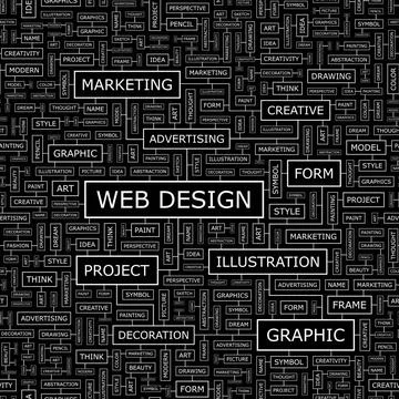 WEB DESIGN WEB DESIGN. Seamless pattern. Word cloud illustration. Copyrigh... 스톡 사진
