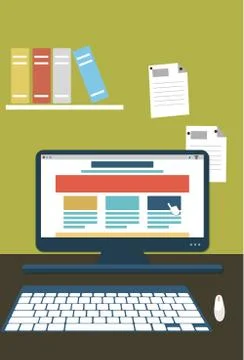 Web design, web work, computer, workplace Stock Illustration