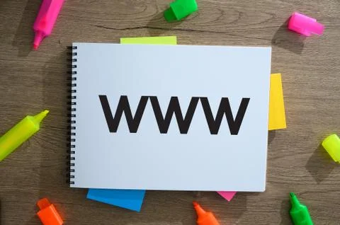 Web Design Website Concept (www) open book on table and coffee Business. Stock Photos