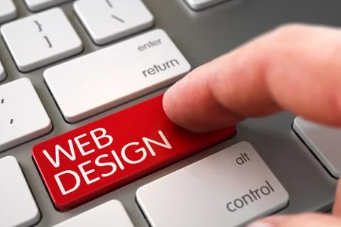 Web Design - White Keyboard Concept. 3D Stock-Illustration