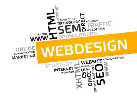 WEB DESIGN word cloud, tag cloud, vector graphic - business and internet conc Stock Illustration