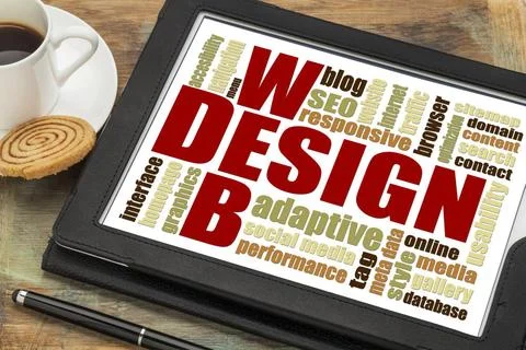  web design word cloud website development concept - web design crossword ... Stock Photos