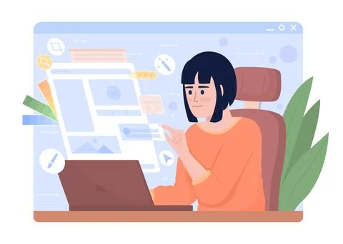 Web designer 2D vector isolated illustration 스톡 일러스트