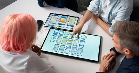 Web Designer And Developer Working With Team On User-friendly Website Interfa 写真素材