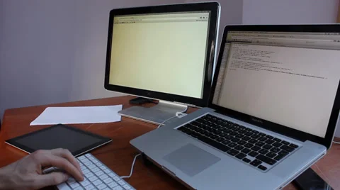 Web designer building web page Video stock 36983073