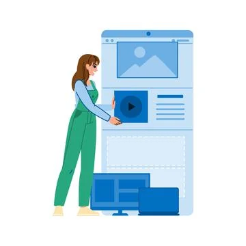 Web designer creating cross platform content for website and devices イラスト素材