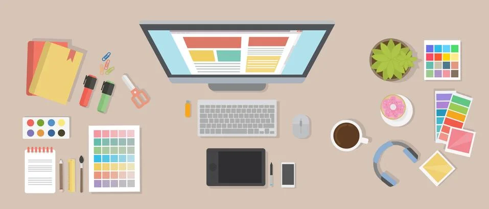 Web designer desk. Stock Illustration