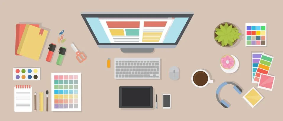 Web designer desk. Stock Illustration