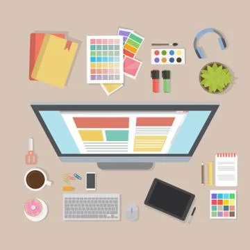 Web designer desk. Stock Illustration