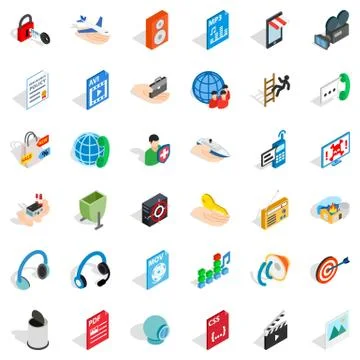 Web designer icons set, isometric style Stock Illustration